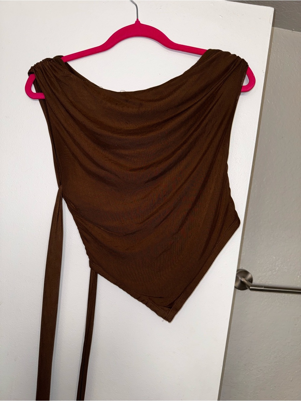 Electric Family Brown Draped Asymmetrical Women’s Top
